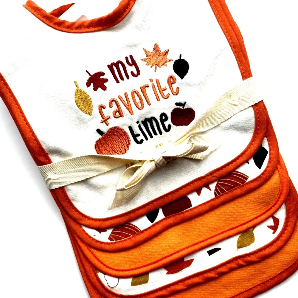 Sandy & Simon Baby Bib 5pc Set Fall Thanksgiving Favorite time of Year Infants